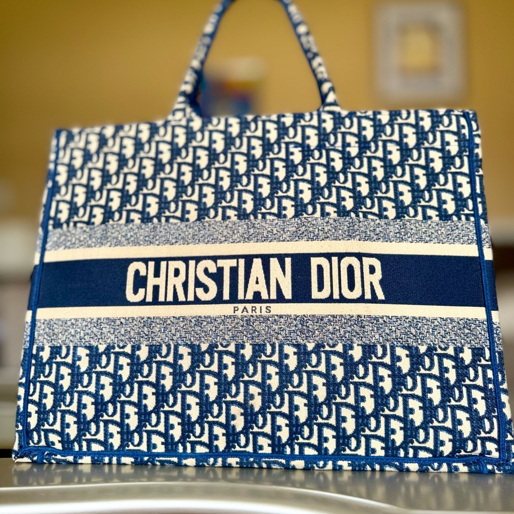 Christian Dior Blue Tote Bag
